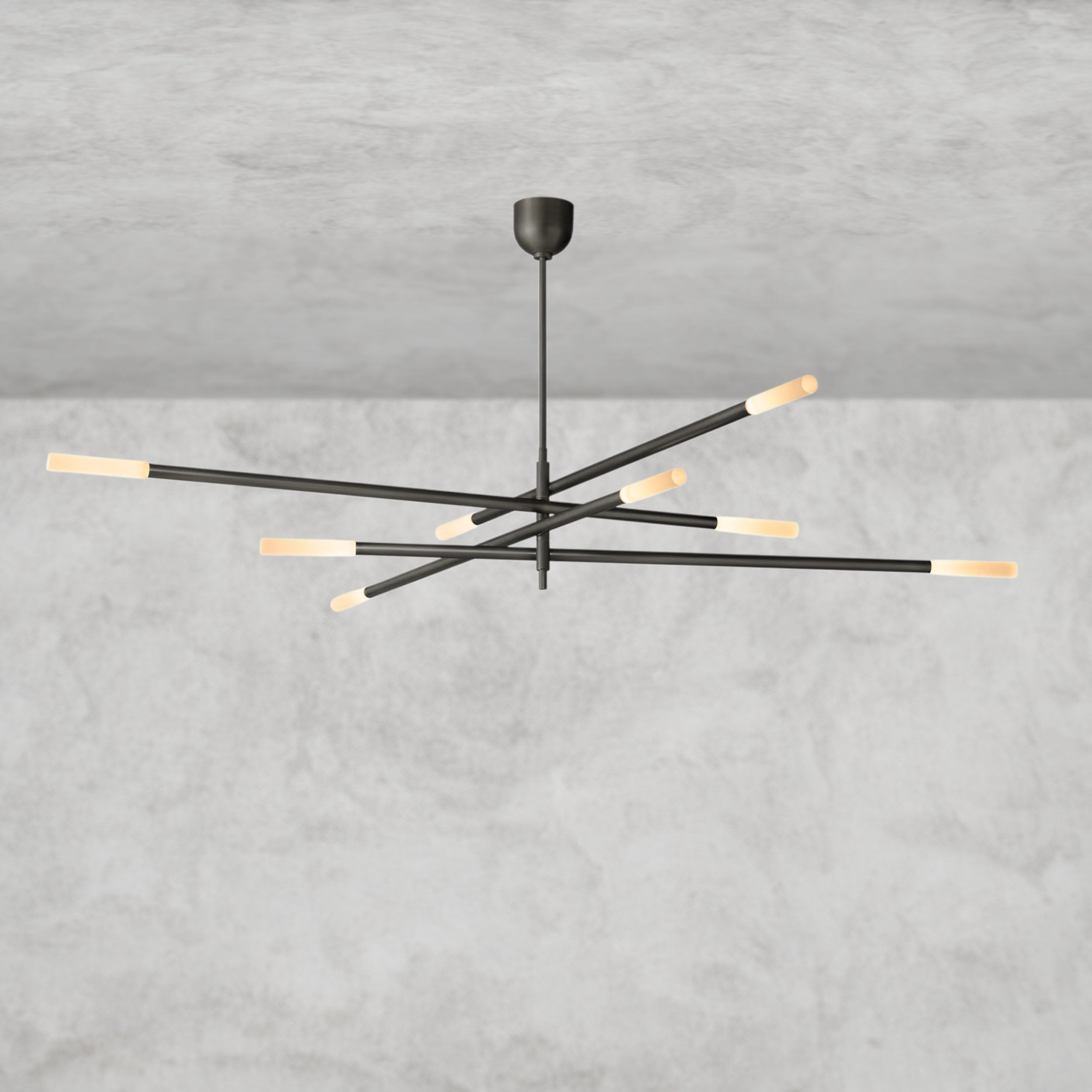 Rousseau 8-Light Mobile Etched Rod Chandelier 65", 80"